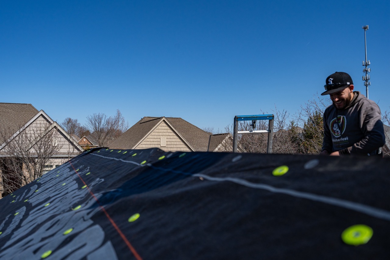 Liberty Township Roofing crew on a roofing project in Fairfield, OH