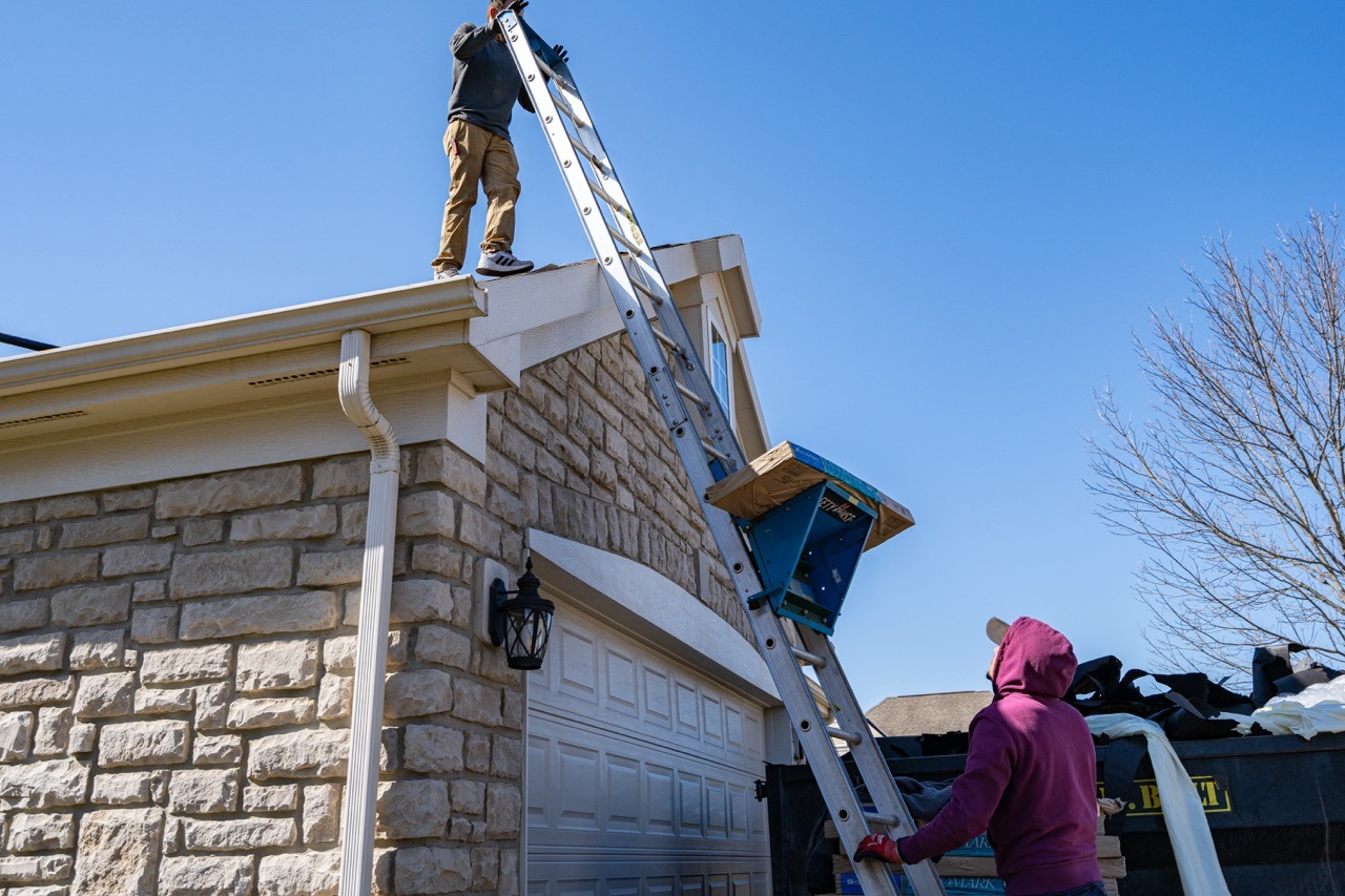 Liberty Township Roofing crew on a roofing project in Hamilton, OH