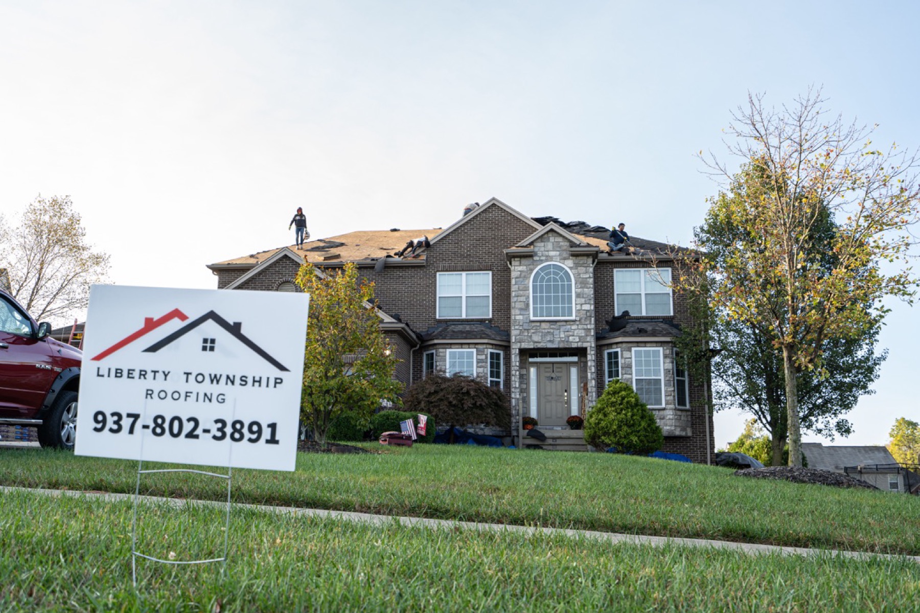 Liberty Township Roofing crew at work