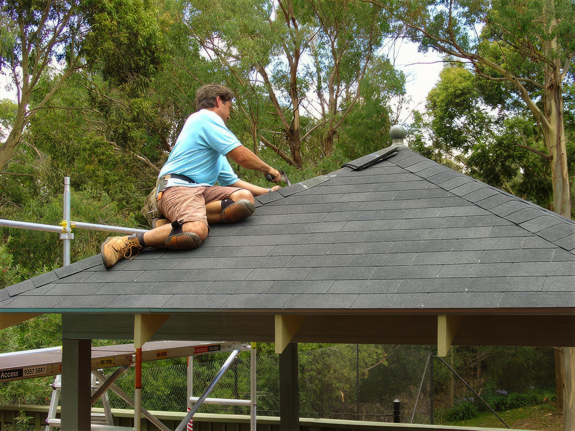 homeowner working on a roof